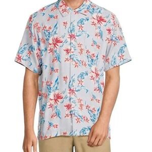 Tommy Bahama Short Sleeve Button Shirt Silk XL Cape Hibiscus‎ Floral Dark Gravel